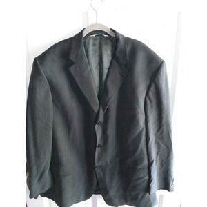 JOSEPH & FEISS Men Navy Blue Blazer Sport Coat Jacket 52R 100% Silk 3 Btn Ridged